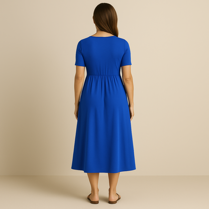 Irene® | Midikleid mit V-Ausschnitt und fließender Silhouette