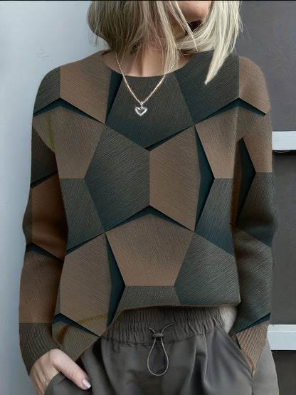 Gemütlicher Strickpullover mit markanten geometrischen 3D-Drucken