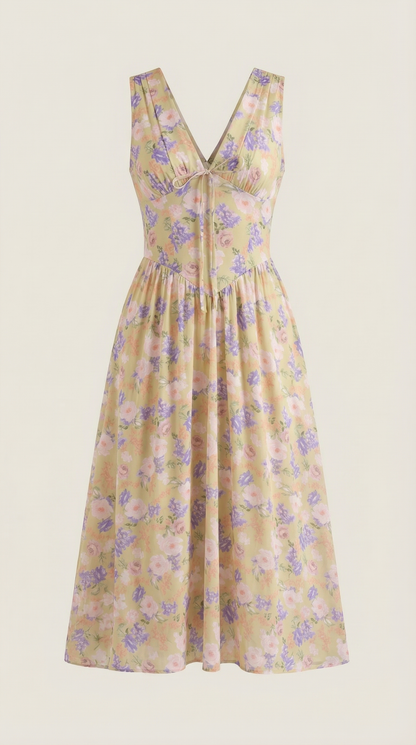 Damen Korsett Midi Sommerkleid