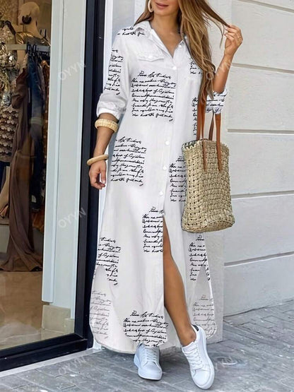 Océane Dubois® | Kleid mit V-Ausschnitt und Schlitz