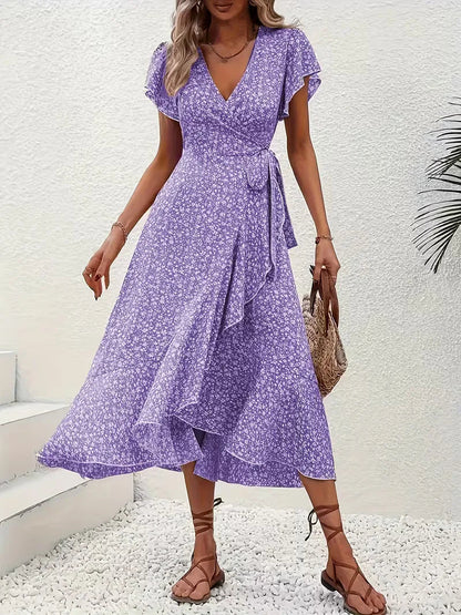 Florales Wickelkleid für Damen