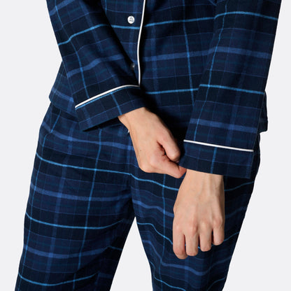 Gemütlicher blauer Flanell-Weihnachtspyjama für Damen