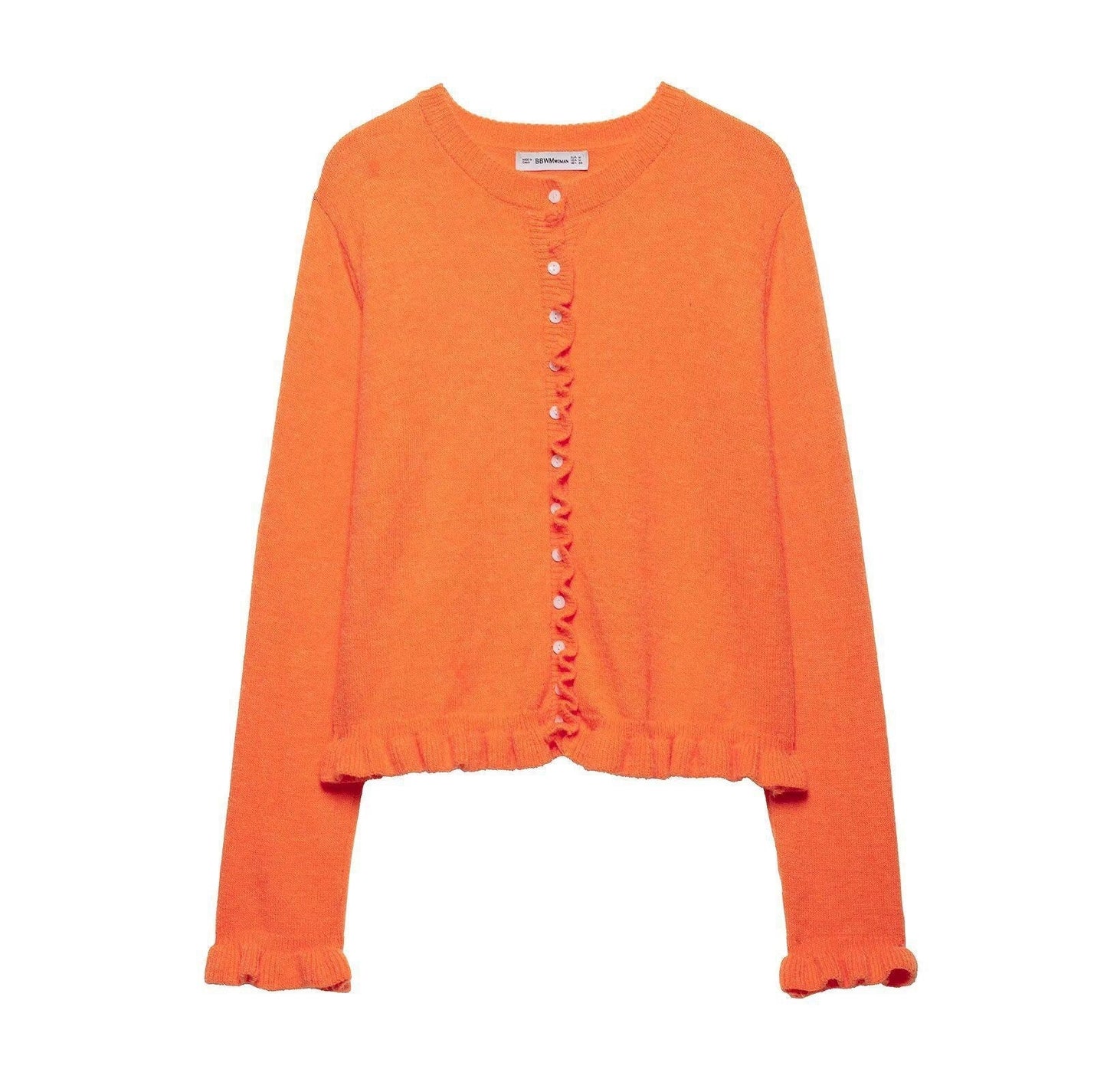 Damen-Cardigan mit Rüschensaum und Knopfleiste, schickes Lagenoberteil