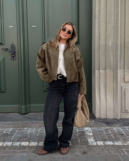 Wildleder-Bomberjacke für Damen