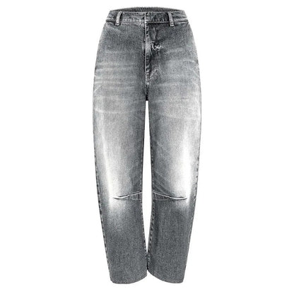 Legere Jeansjacke mit Gürtel, Stehkragen und langen Ärmeln