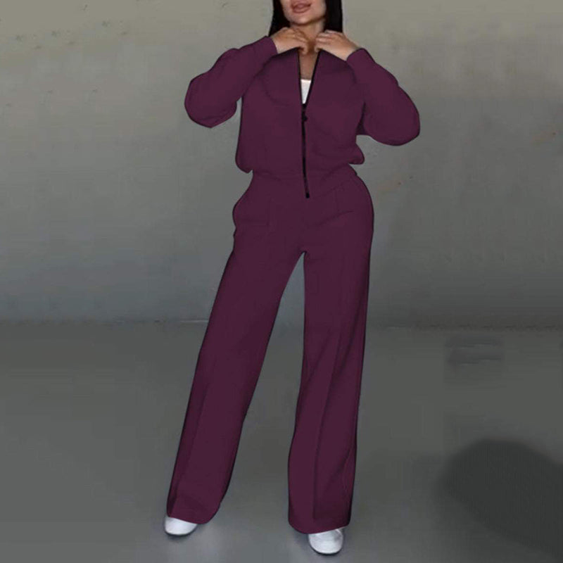 Lässiges zweiteiliges Set mit locker sitzender Jacke und weitem Hosenbein