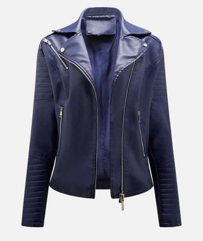 Schicke Damen Bikerjacke aus Kunstleder