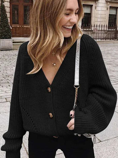 Damen Strickjacke mit Puffärmeln