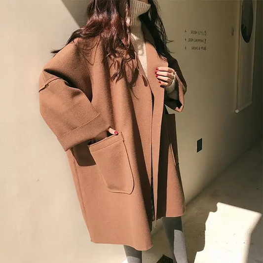 Übergroßer Wollmischmantel mit Taschen und entspanntem Schnitt