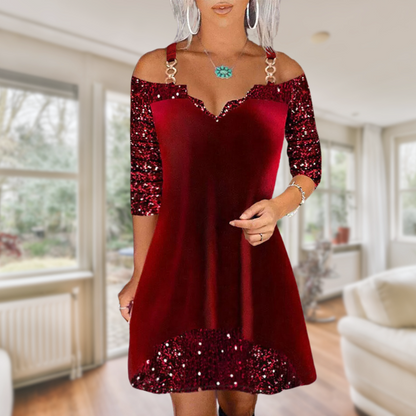 Mara® | Elegantes rotes Paillettenkleid