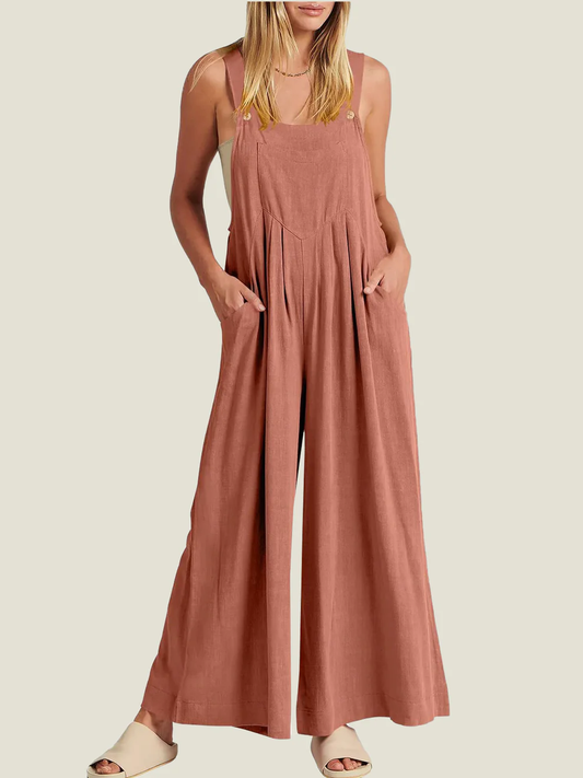 Lässiger Overall mit festen Riemen und Knöpfen