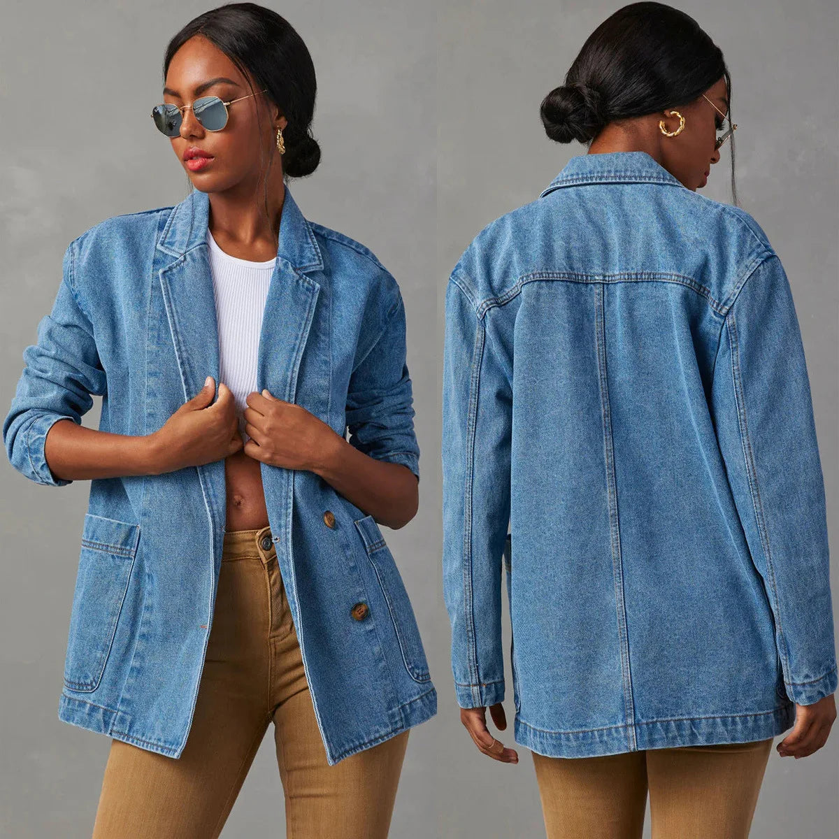 Elegante Damen Jeansblazer-Jacke für stilvolles Layering