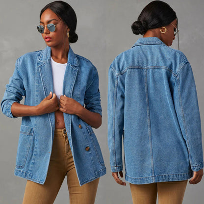 Elegante Damen Jeansblazer-Jacke für stilvolles Layering