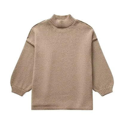 Gemütlicher Strickpullover mit Rollkragen und stilvollen Puffärmeln