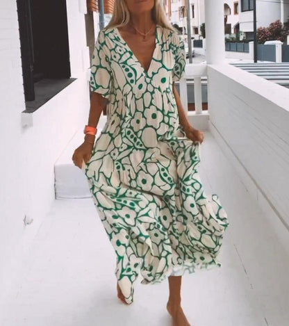 Bequemes Maxikleid mit kurzen Ärmeln für Damen