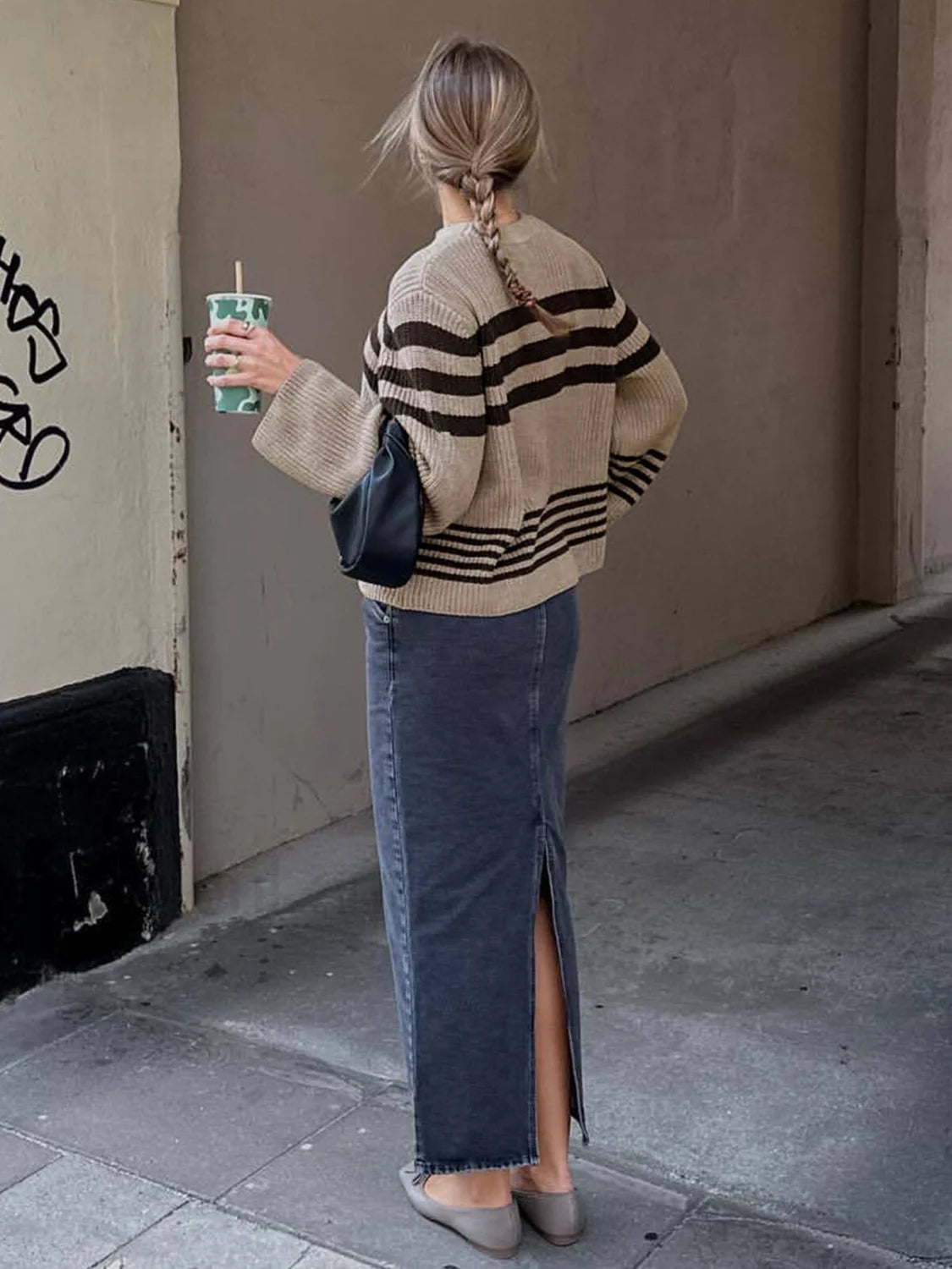 Gemütlicher gestreifter Strickpullover für den Alltag