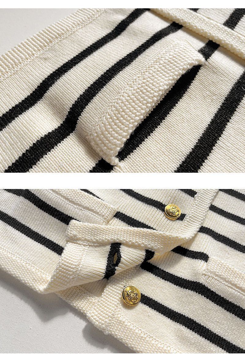 Gemütlicher gestreifter Strickpullover für den Herbst
