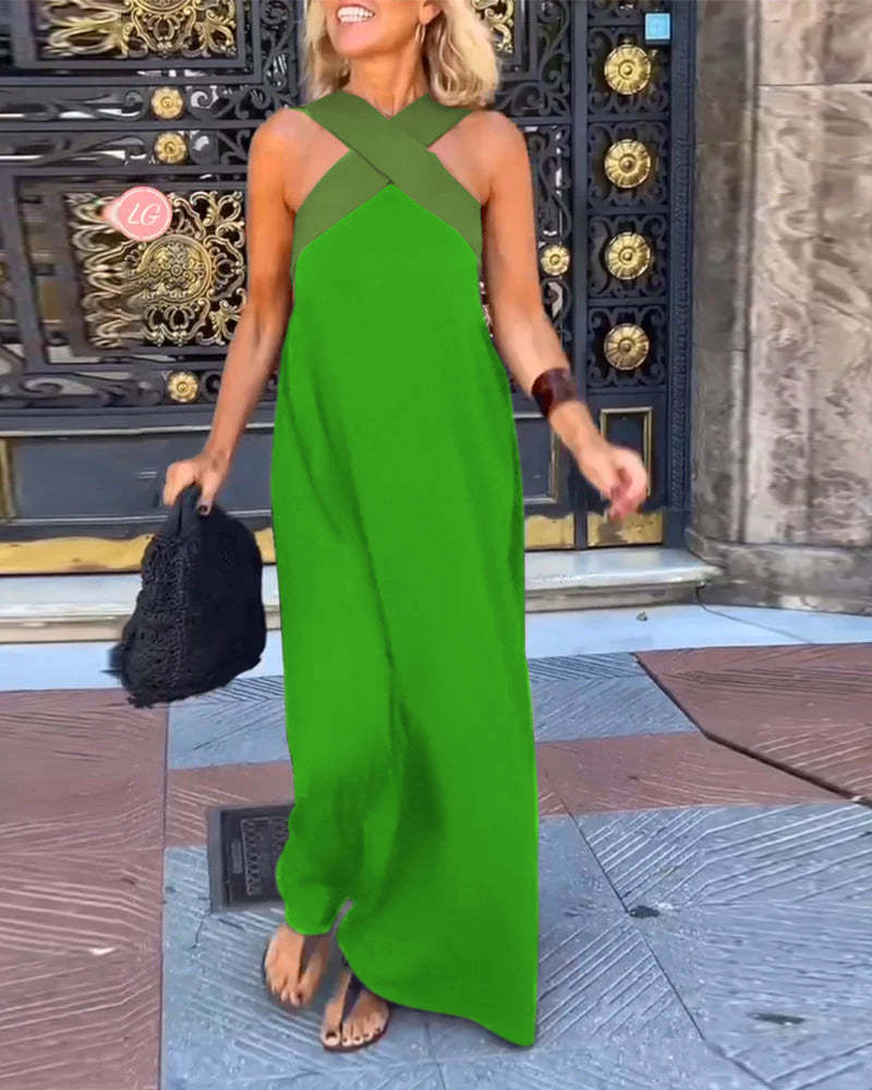 Ärmelloses Cross-Halter-Kleid mit geformter Silhouette