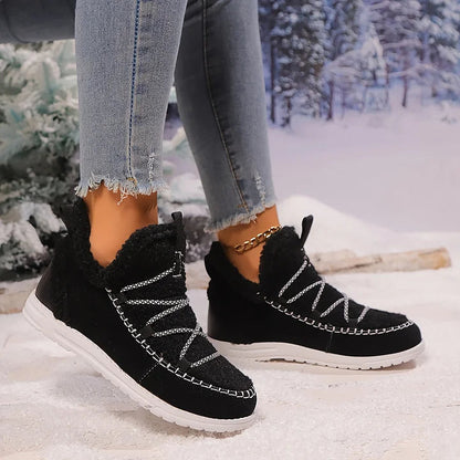 Gemütliche Plüsch-Patchwork-Winterstiefel für Damen