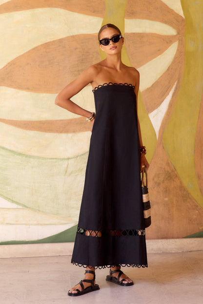 Schwarzes Ärmelloses Gina Kleid