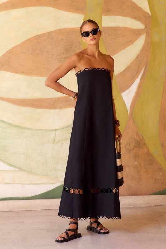 Schwarzes Ärmelloses Gina Kleid