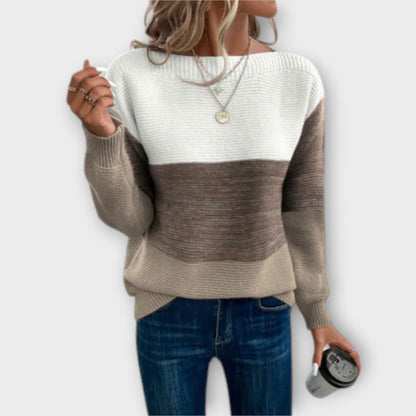 Eleganter Strickpullover mit mehrfarbigem Blockmuster
