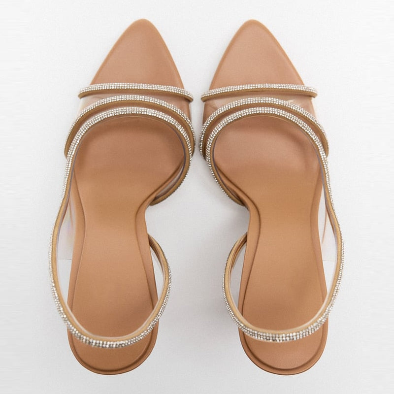 Elegante Slingback-Sandalen mit spitzer Spitze und hohem Absatz