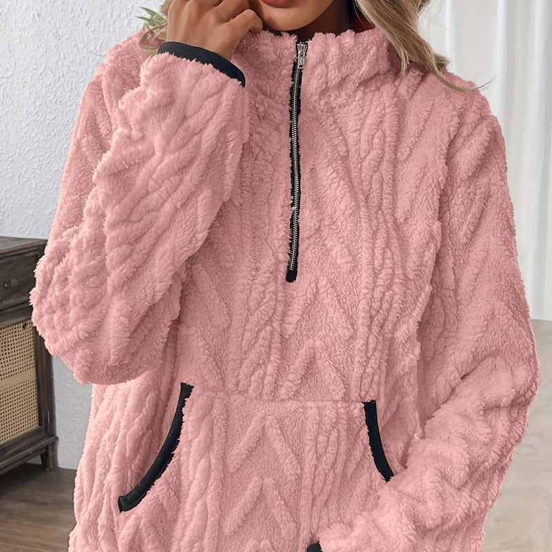 Gemütliches Sweatshirt mit halbem Reißverschluss