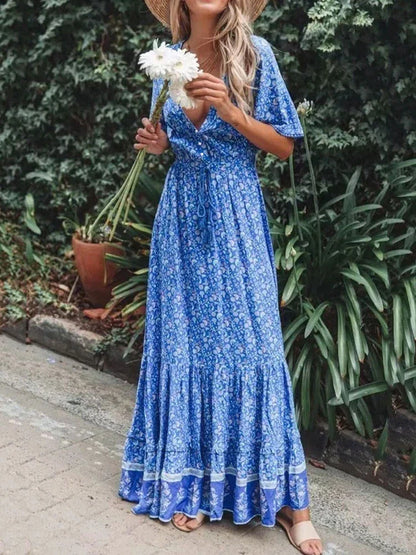 Fleur Rousse® | Bohème Maxikleid - Maxikleid Boho-Stil