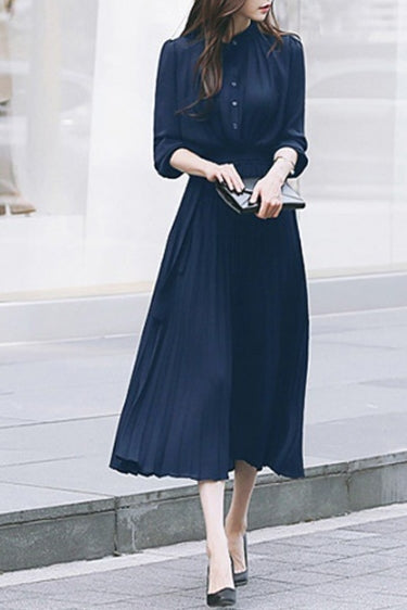 Faltenkleid aus Chiffon mit Puffärmeln