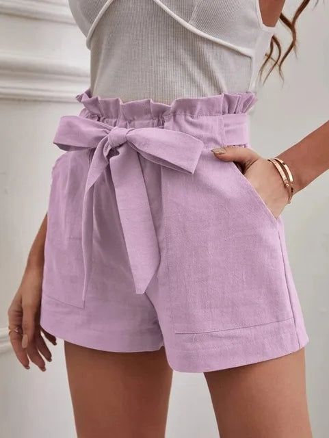 Hochtaillierte Shorts mit Bindegürtel für Damen