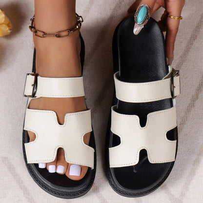 Damen Leder Riemchensandalen