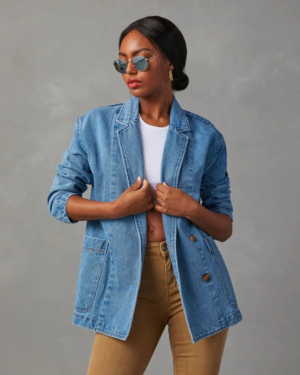 Elegante Damen Jeansblazer-Jacke für stilvolles Layering