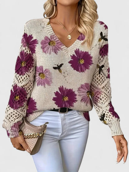 Eleganter Pullover mit floralem Muster