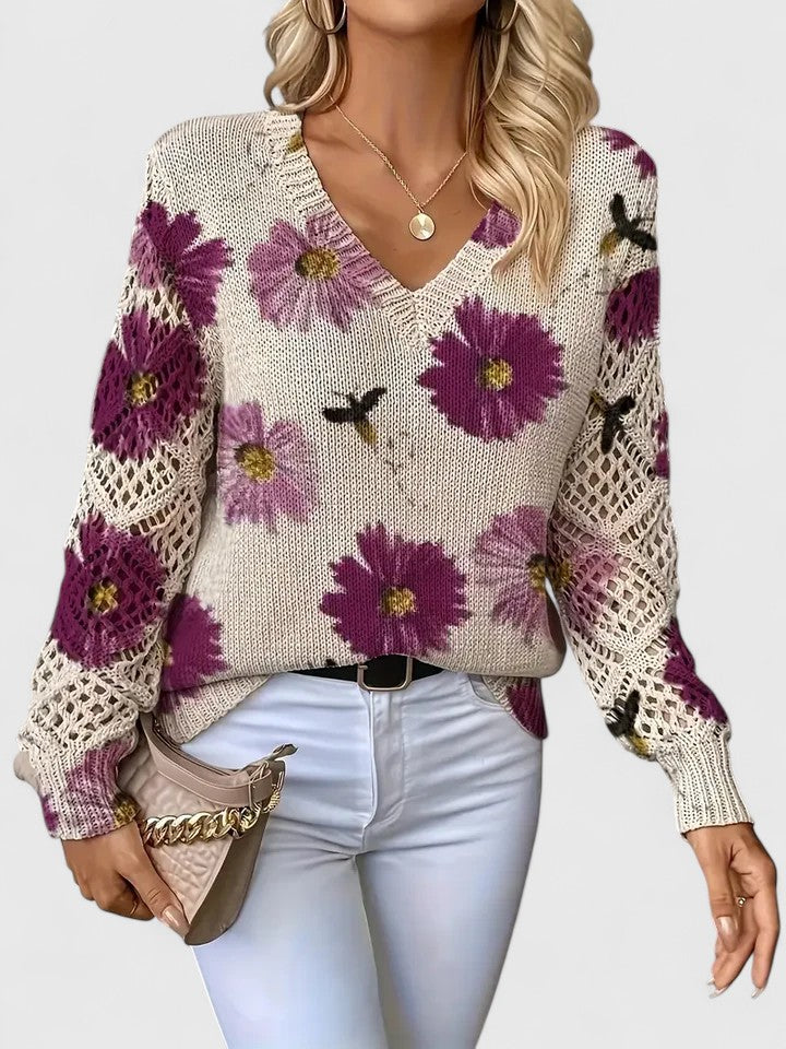 Eleganter Pullover mit floralem Muster