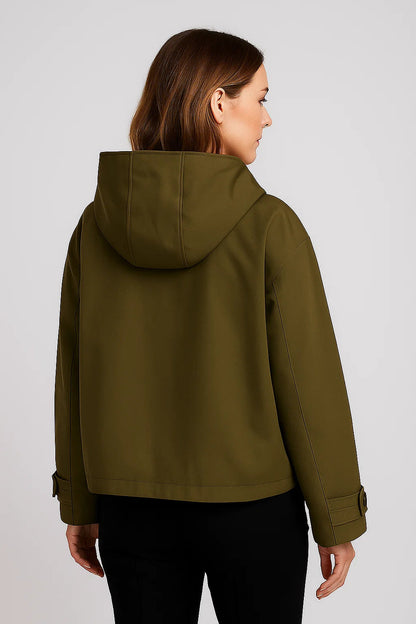 Schicker kurzer Trenchcoat mit Kapuze für Damen