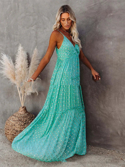 Böhmisches grünes Sommer-Maxikleid