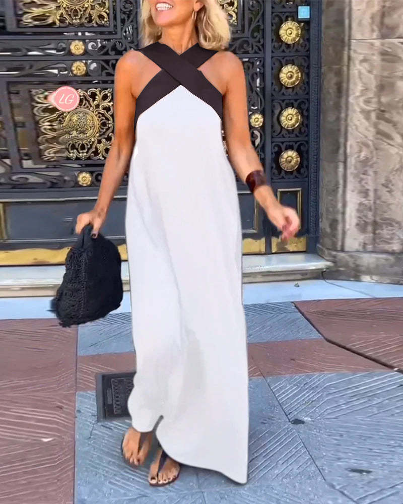 Ärmelloses Cross-Halter-Kleid mit geformter Silhouette