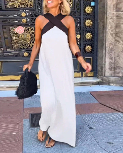 Ärmelloses Cross-Halter-Kleid mit geformter Silhouette