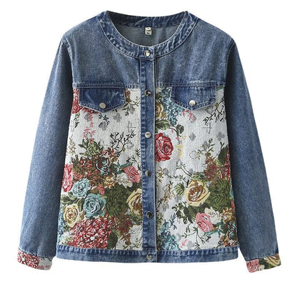 Elke® | Denimjacke mit Blumenstickerei