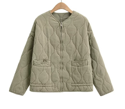 Vintage gesteppte Jacke mit klassischer Nahtverzierung