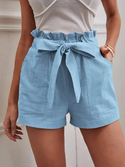 Hochtaillierte Shorts mit Bindegürtel für Damen