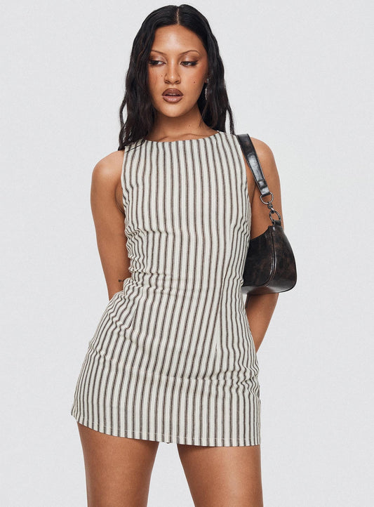 Gestreiftes Mini-Kleid für Damen Lässiges Sommeroutfit