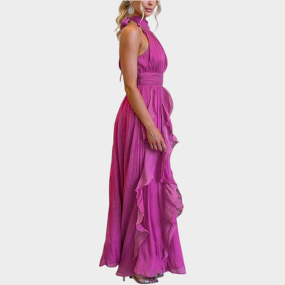 Elegantes Maxikleid mit Rüschen und Neckholder-Ausschnitt