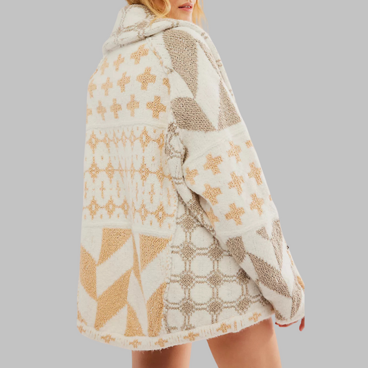 Bequeme weiche Jacke mit modernen geometrischen Mustern