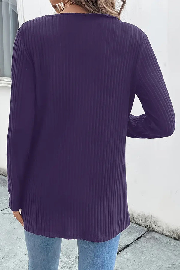 Boho Strickcardigan mit Blumenrand und langen Ärmeln