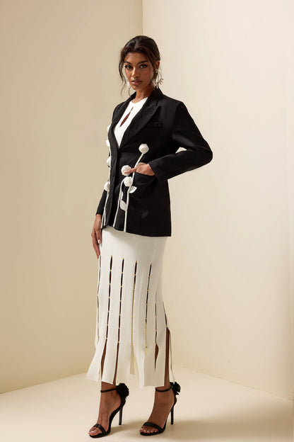 Blazerjacke mit Blumenmuster und langen Ärmeln