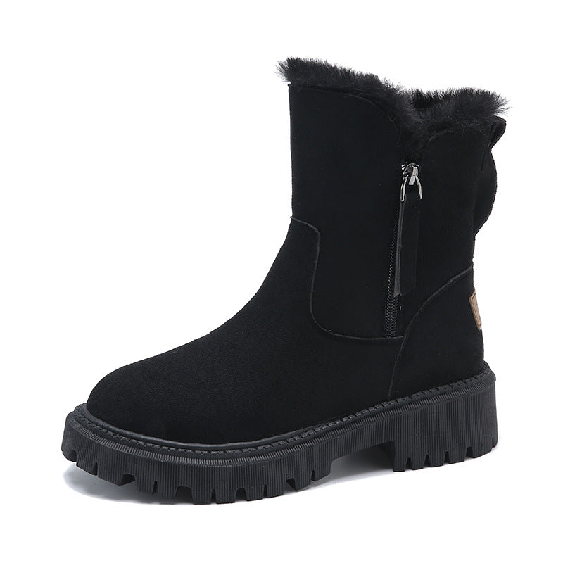 Schicke Stiefeletten mit Wildlederoptik und kuscheligem Fellfutter