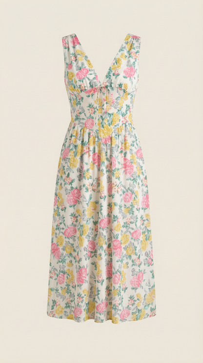 Damen Korsett Midi Sommerkleid