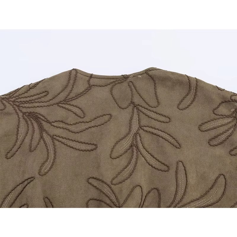 Bomberjacke mit Wildlederstruktur und Stickerei